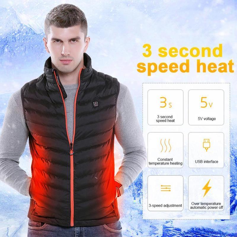 

Men Women USB Charging electric Heated Vest Coat Clothing Skiing Jacket Winter Warm heating Pad Body Warmer coat fishing vest1, Blackwhite