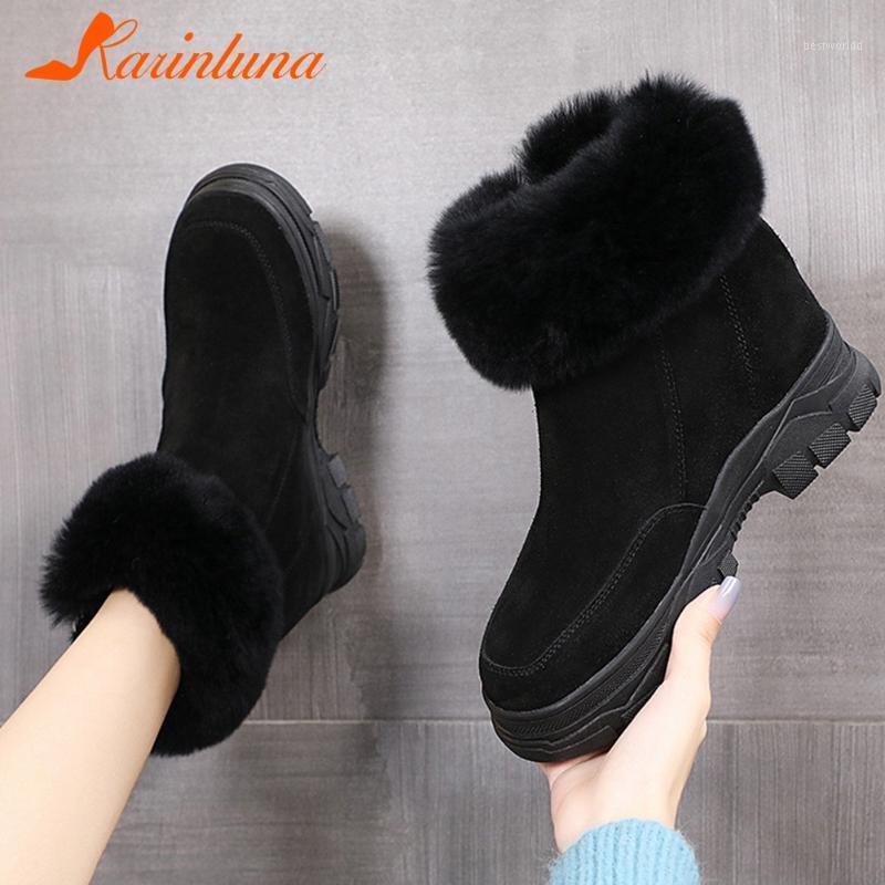 

Karin Fashion Hot Sale Female Shoes Square thick Heels Flock Round toe Short plush Leisure Warm Ankle Boots1, Beige