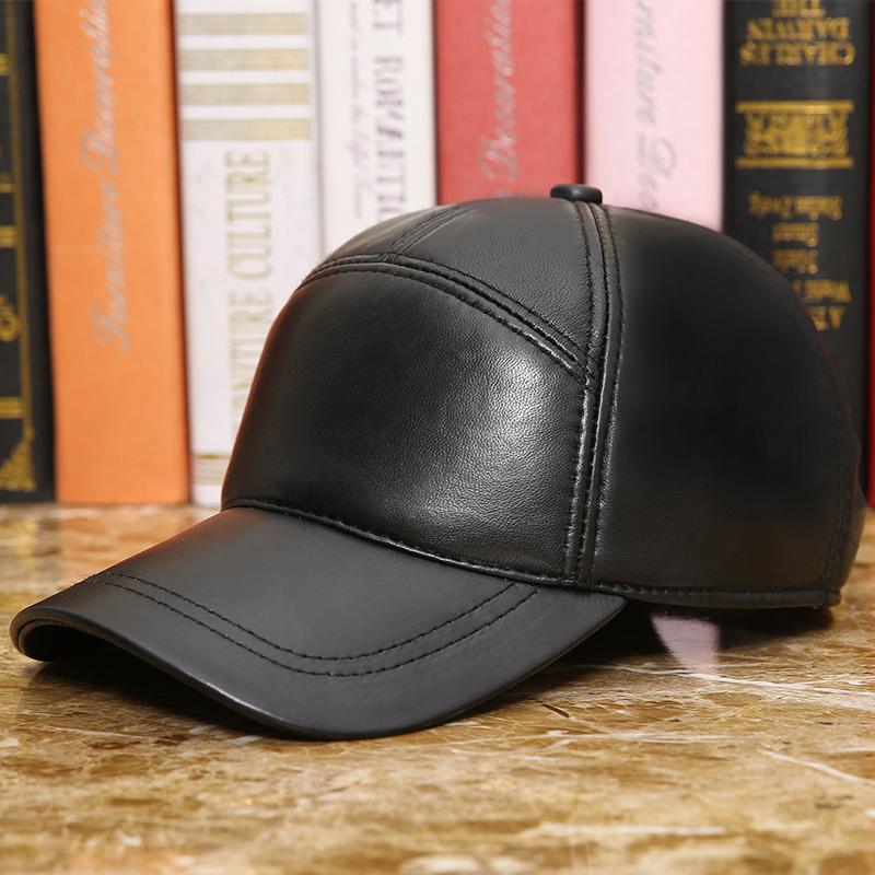 

Leather Leather 100% Genuine baseball cap hat sheep skin winter men and women duck tongue outdoor leisure sports fur hats