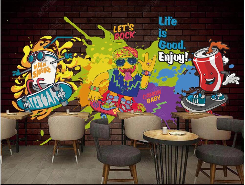 

custom photo mural 3d wallpaper Modern graffiti hip hop trend home decor living room 3d wall murals wallpaper for walls 3 d, Non-woven wallpaper
