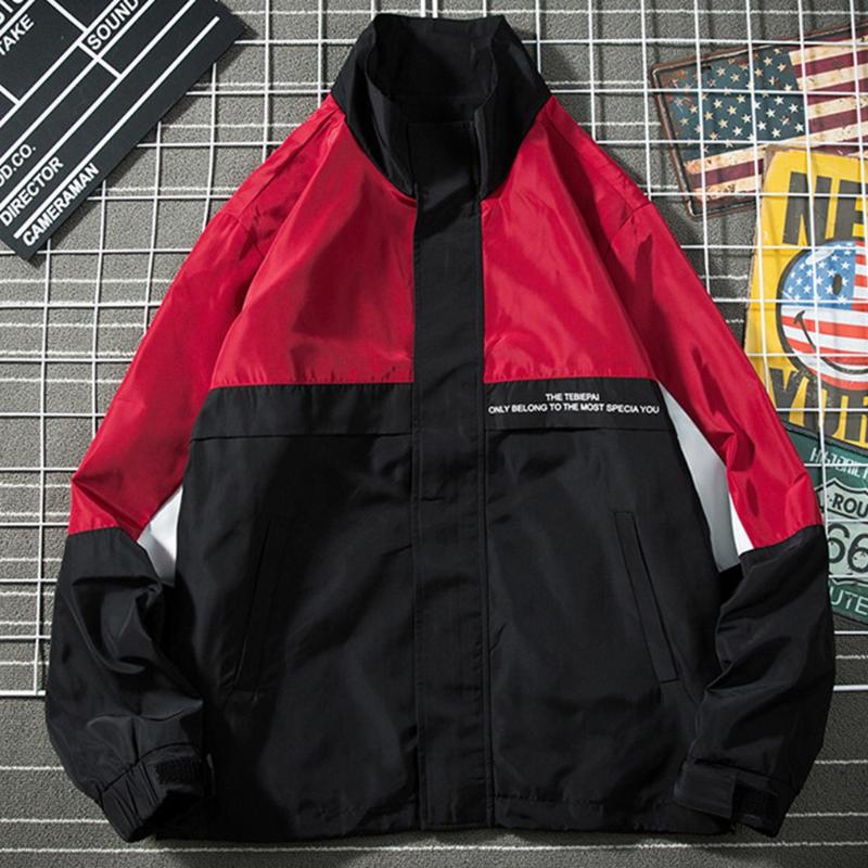 

Vogue Windbreaker Jacket Men Fashion Loose Lapel Stitching Patchwork Large Size Loose Coat Masculina, Green