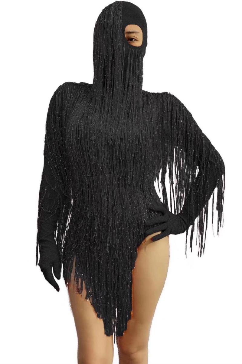 

Red Full Tassel Long Sleeves Bodysuit Women Stage Dance Fringes Leotard Nightclub Party Female Singer Costume Celebrate Outfit, Bodysuit 3