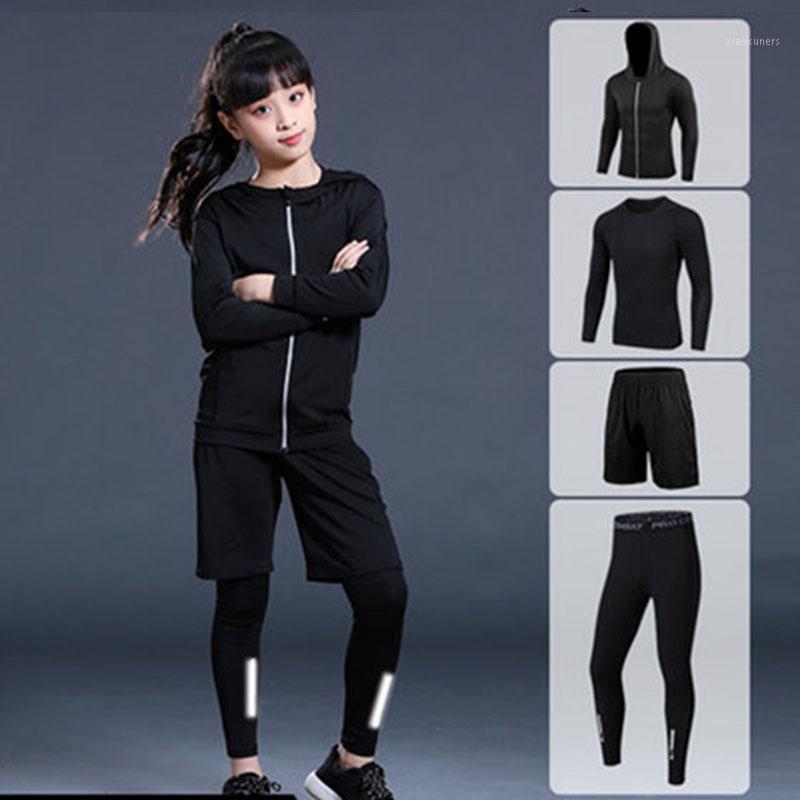 

Kids Sports Set Compression Jersey+Pants Children Rashguard Boys Girls Running Basketball Dance Teenagers Tight Sportswear1, Red set 2p