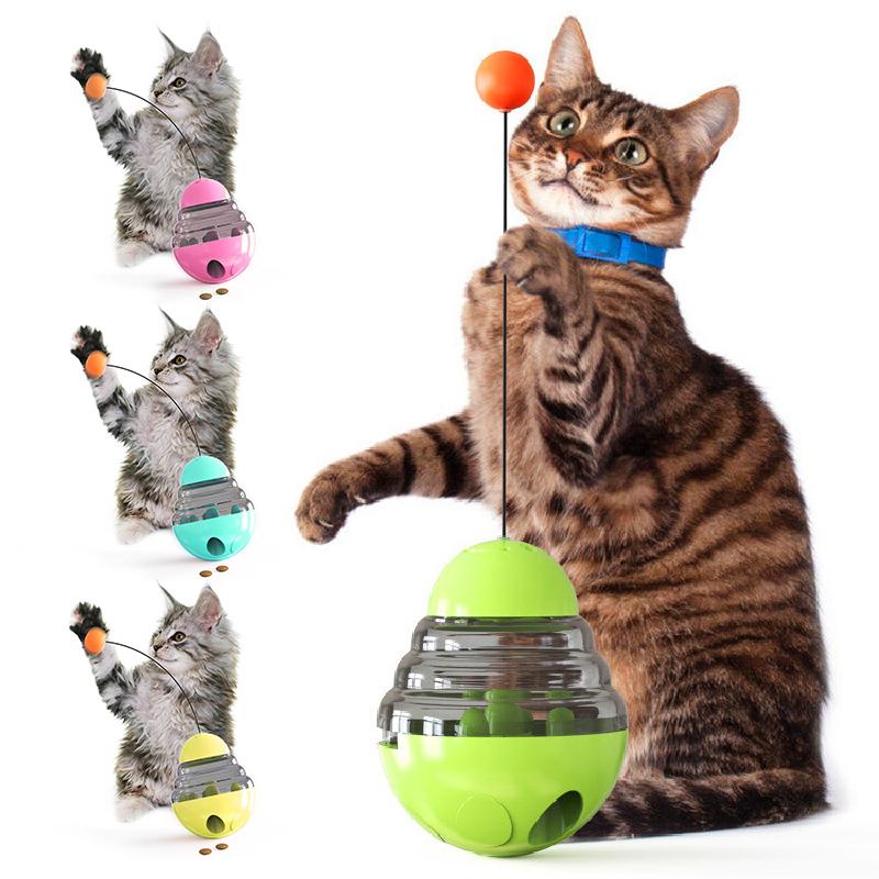 

Cat Toy Tumbler Leakage Ball Cats Dog Fun Bowl Feeder Pet Interactive Training Feeding Toys Cat Supplies