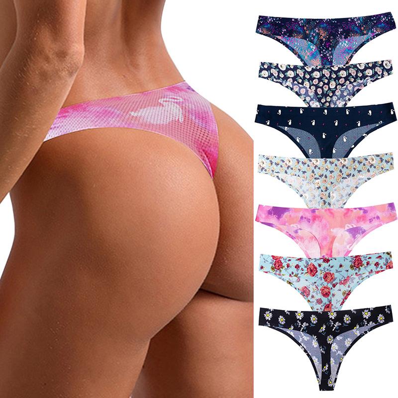 

2020 Fashion Women Sexy Flowers Lingerie Temptation Low-waist Panties Thong Breathable Underwear Female String Intimates
