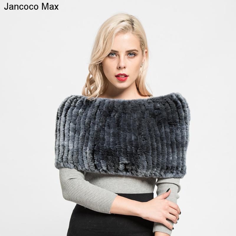 

Jancoco Max 2020 New Winter Genuine Rex Fur Shawl Women Muffler Soft Top Quality Scarf Neck Warm S71271