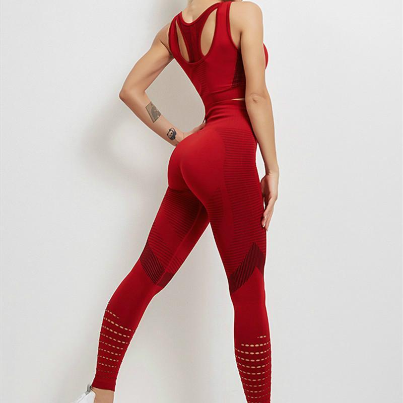 

Sport Set Tracksuit Women Fitness Gym Clothing Seamless Yoga Suit Workout Bra Crop Tank Top Running Tights Leggings Sportswear1, Black top