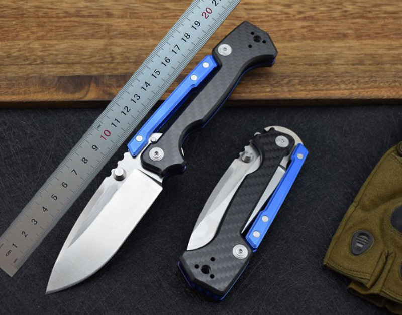 

1Pcs High End AD-15 Survival Tactical Folding Knife M390 Drop Point Satin Blade Carbon Fiber + T6061 Aluminum Handle With Retail Box