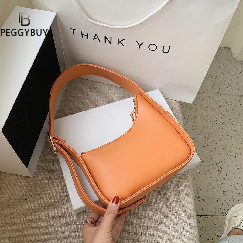 

Simply Crossbody Bag PU Leather Soft Bags Underarm Shoulder Messenger Bag Lady Chain Travel Small Handbags for Women 2021, Orange