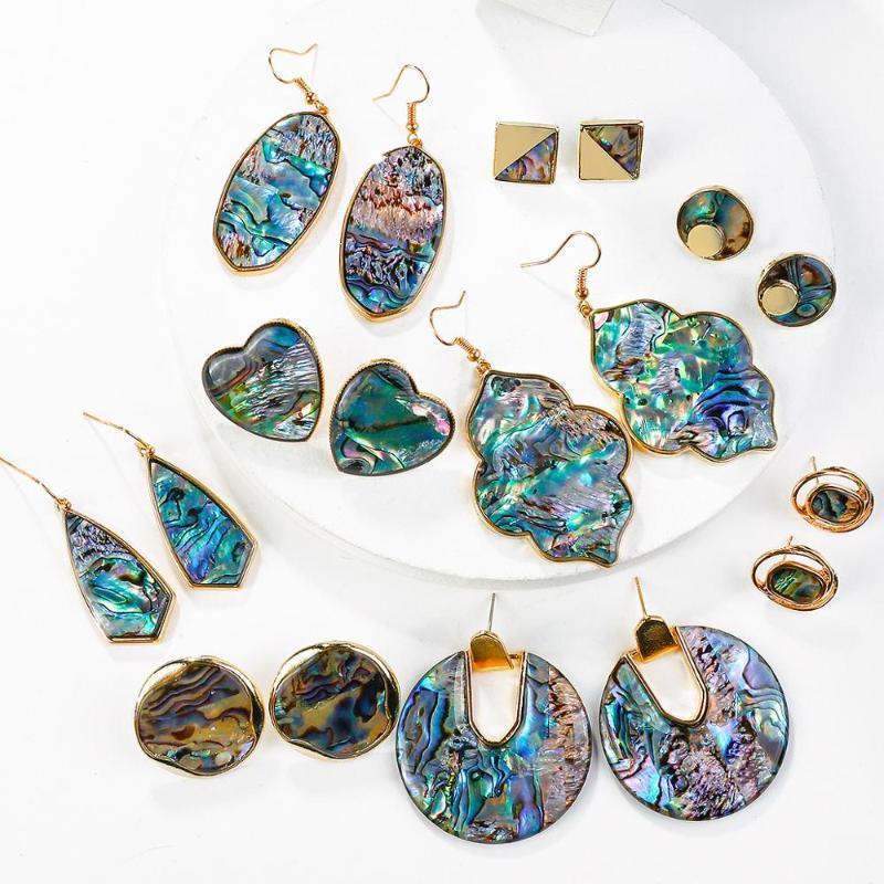 

Dangle & Chandelier AENSOA Trendy Irregular Abalone Shell Drop Earrings For Women Unique Personality Geometric Statement Costume Jewellery1