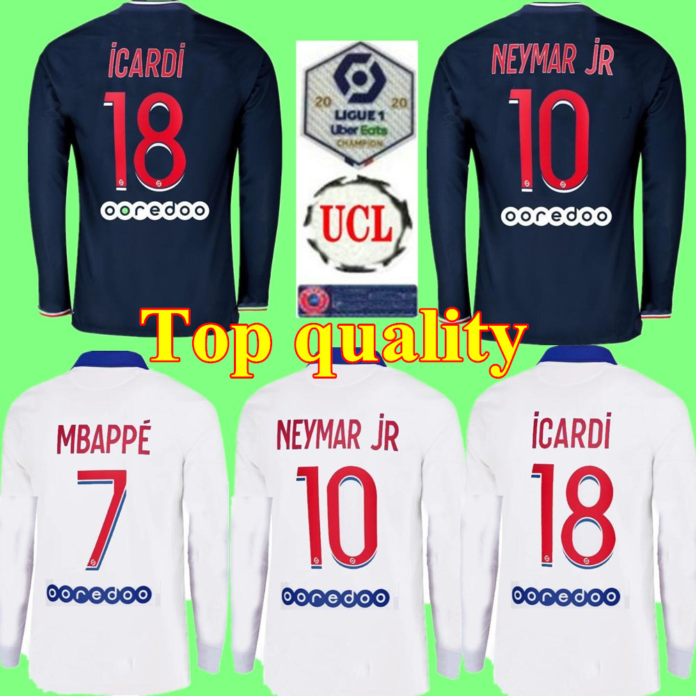 

2020 2021 Paris Men Long Sleeve Soccer Jersey 20 21 #7 MBAPPE SARABIA PAREDES Uniform Mens #9 CAVANI CHOUPO MOTING Football Shirt, Home