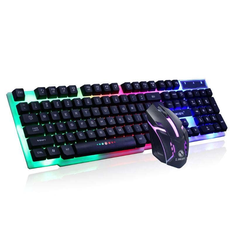 

Keyboard Gaming Colorful LED Illuminated Backlit USB Wired PC Rainbow Gaming Keyboard Mouse Set Clavier Gamer Teclado