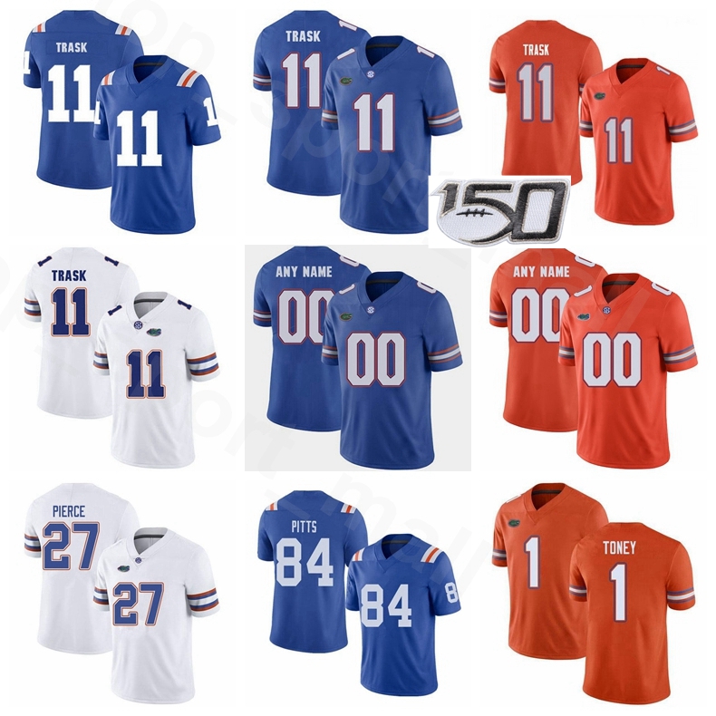 

Men Women Youth NCAA Florida Gators College Football 11 Kyle Trask Jersey 27 Dameon Pierce 1 Kadarius Toney 84 Kyle Pitts Ventrell Miller, Orange