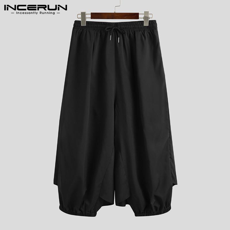 

Men Fashion Pants Men Skirts Bottoms Solid Color Drawstring Trousers Punk Pantalones Hombre Casual Loose Chic Joggers Plus Size, Black