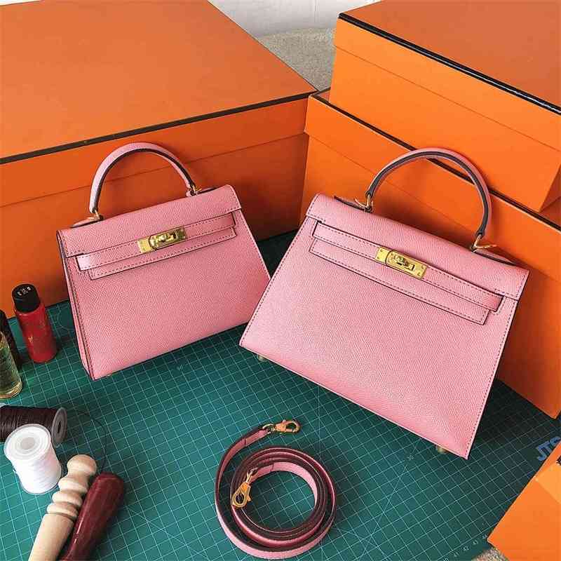 

Advanced Designer Herme Women Luxurys Handbags Handbag Milkshake Pink 2022 Leather Second Generation Ke1ly Mini Portable Messenger Bag