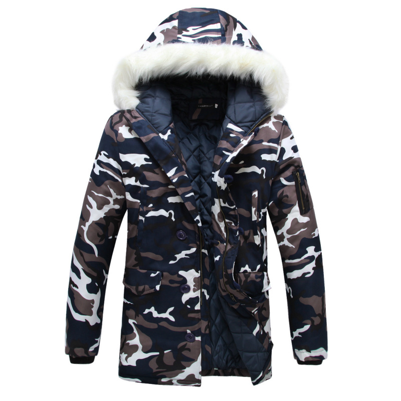 

Camouflage Down Parkas Jackets 2020 Men's Parka Hooded Coat Male Fur Collar Parkas Winter Jacket Men Military Down Overcoat, Navy camo