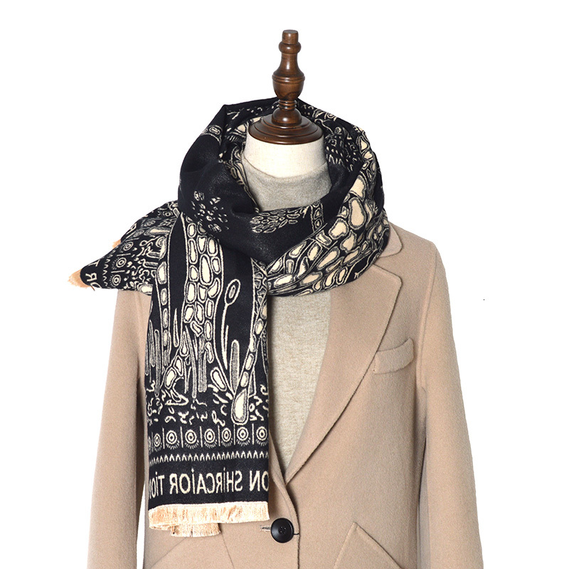 

2021 New Winter Ladies Cashmere Warm Pashmina Lady Animal Flower and Bird Letter Scarf Thick Soft Shawl Cover Mdpo