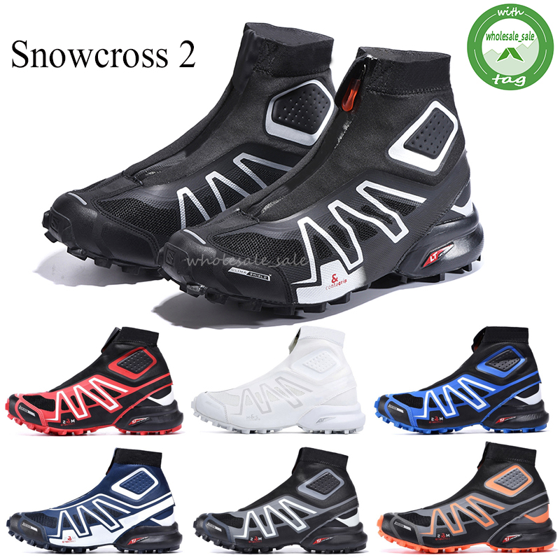

New Snowcross CS Trail Winter snow Stiefel boots Black Volt Blue botas red sock Chaussures Mens Trainers Winter Snow Boot shoes, Black white 40-46