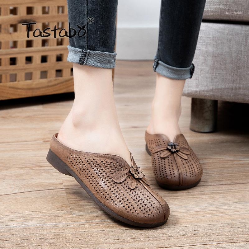 

Women Loafers Genuine Leather Flats Casual Shoes Woman Loafer Fashion Flowers Handmade Soft Moccasins Shoes Non-Slip Slippers1, Khaki