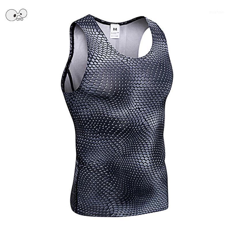 

NEW Mens Bodybuilding Weightlifting Compression Tank Tops Quick Dry Fitness Running Gym Tights Vest 3D Printed Sleeveless Shirts1, Blue