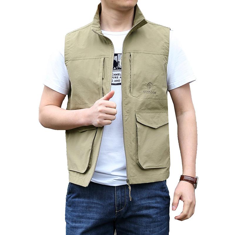 

Hunting Jackets Men Outdoor Multi-pockets Vest Fishing Hiking Camping Tactical Waistcoat Spring Autumn Military Sleeveless Coat, Blue
