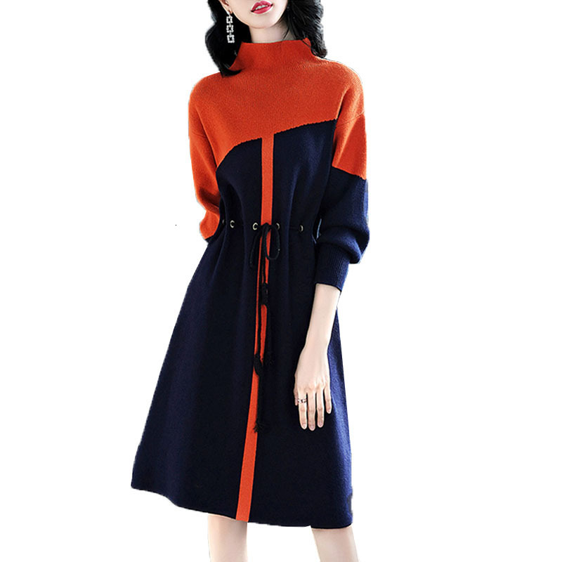 

Women's Knitted or Crocheted Autumn Elegant Neck Ladies the Background Casual Sweater Plus Size Dressed in Crochet P0oa, Orange