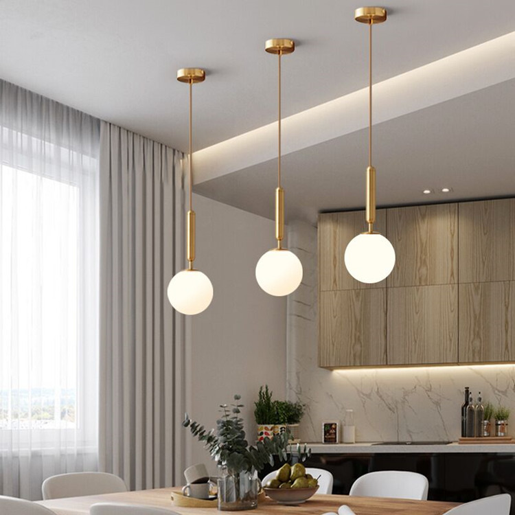 

Pendant lamp Nordic luxury bedside lighting modern minimalist study restaurant bar glass ball small chandelier E27 holder warm white K-PL150Y