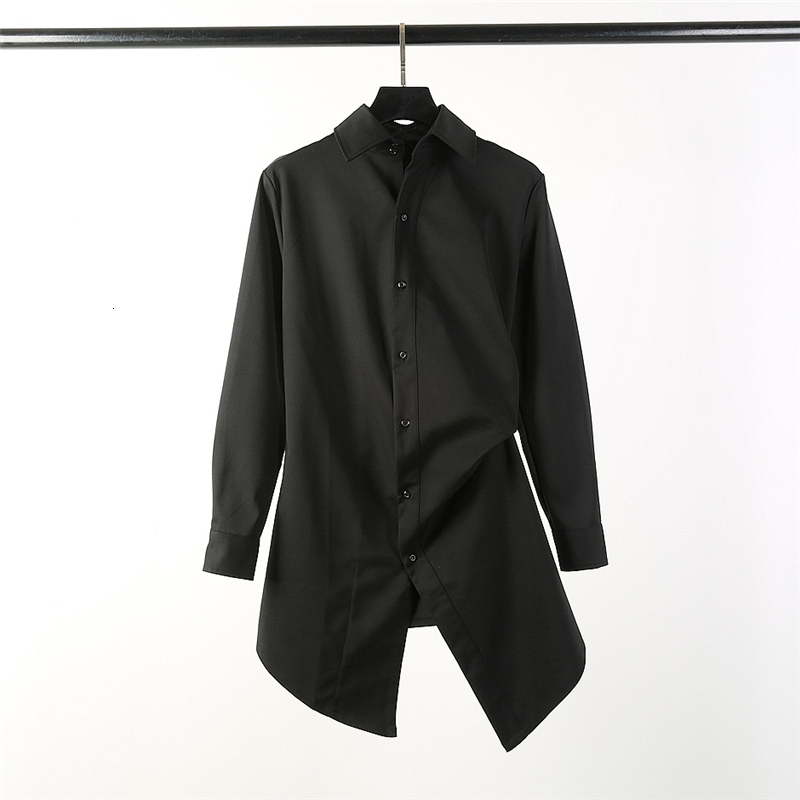 

2021 New -6xl. Spring Autumn Man Thin Personality Suffeng Original Shirt Long-sleeve Designer Long Dark Shirt. KBMT, Black.