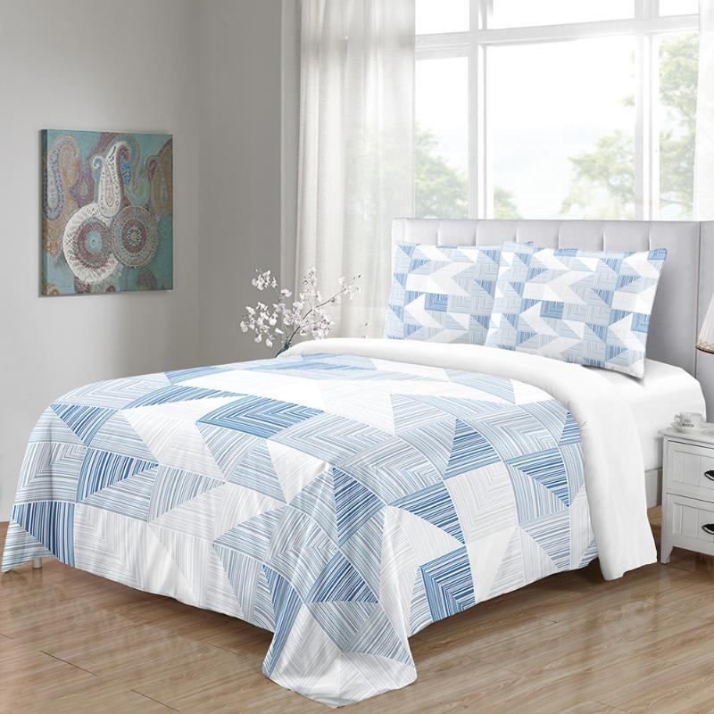 

Bedding Sets Luxury Teen Cool Vintage Duvet Cover Comforter King  Full Size Queen Single Blue and White Geometry Home Soft1, As pic