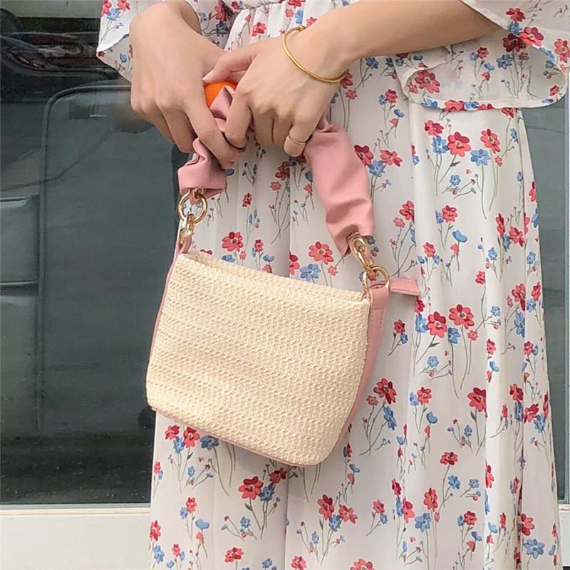 

Summer Straw Bag for women handbag small Beach Bag Casual Ladies Hand Women's Bucket Crossbody Bags Casual Totes khaki