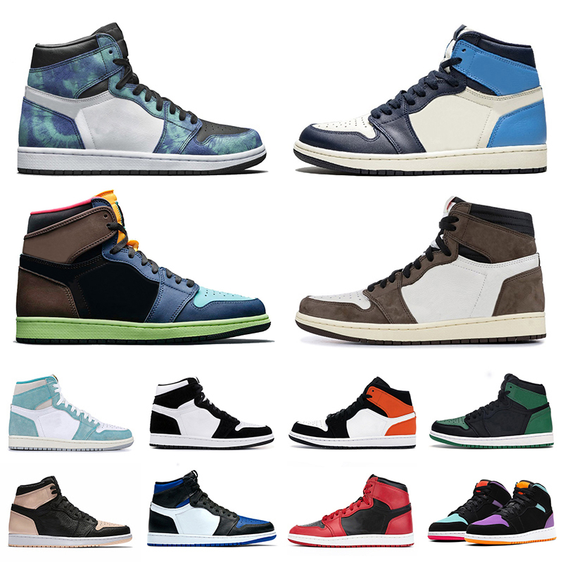 

jumpman 1 men women 1s basketball shoes Shattered obsidian twist bloodline royal toe mens trainer sport sneakers, Black white