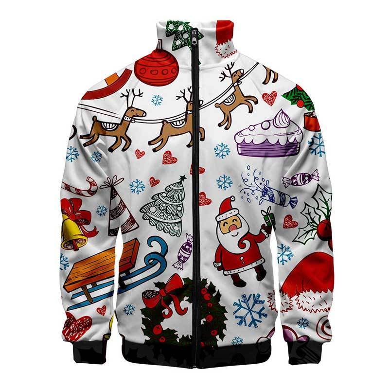 

2020 Christmas Third Man's Printed Joker Jacket Streetwear Daddy Noel He Had Been White Coats Holplay Autumn Sweatshirt Bomber Tops, A9