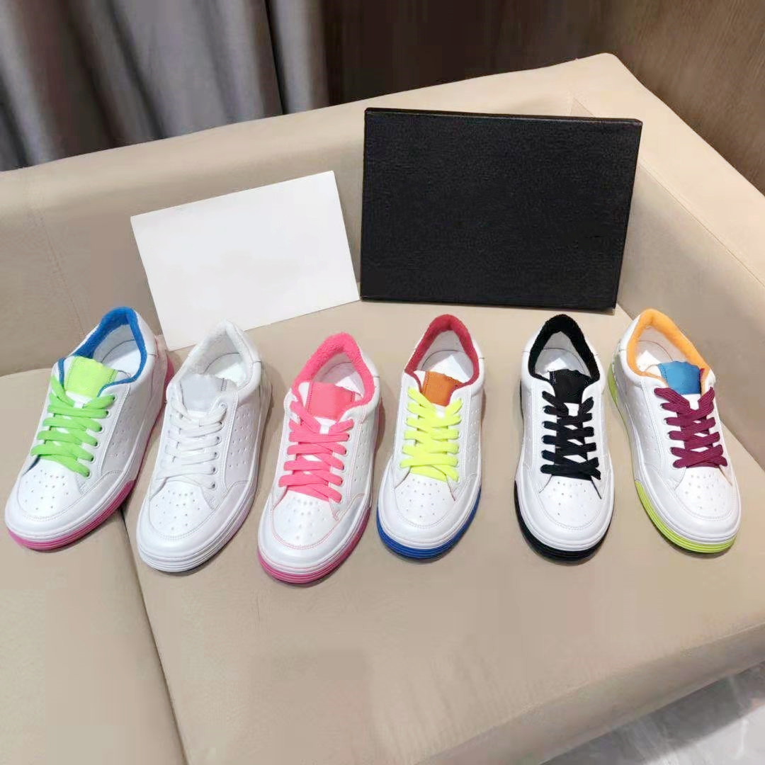 

Vogue Candy Color Women Casual Shoes Designer Double-color Soled Small White Shoes High Quality Leather Mesh Breathable Flat Sneakers Luxury Sports Skateboard Shoe, Color3