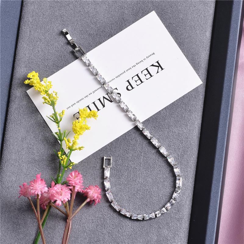 

Link, Chain Square Zircon Bracelet, Transparent Crystal Tennis Jewelry, Exquisite Accessories For Women