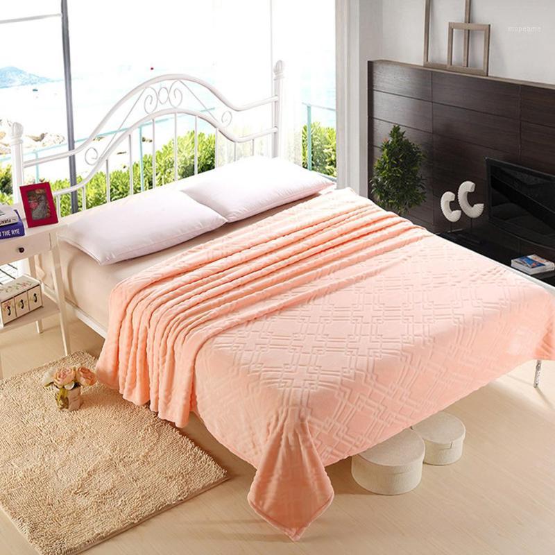 

DishyKooker Warm Solid Color Thicken Flannel Blanket for Sofa Bed Supplies1