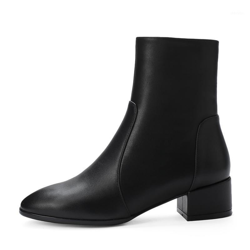 

Elastic Socks Booties Ankle Boots Flock Square Heels Pointed Toe Shoes Woman Heels Short Boot Autumn Winter Female 2020 Slip On1, Black