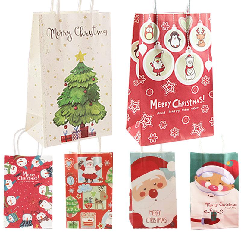 

10PCS Cute Christmas Socks Gift Bag Creative Cake Cookies Packaging Kraft Paper Bags Festival Party Cake Baking Gift Boxes