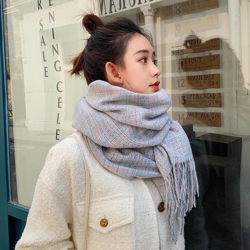 

Scarves Wool Scarf Women's Winter Versatile Thickened Warm Korean Autumn Double-sided Air Conditioning Shawl Couple Student's Neck