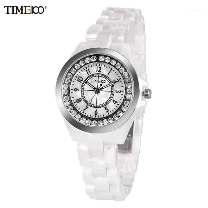 

Time100 New Elegance Watches Women Quartz Watches Simulated Pink Ceramics Casual Ladies Wrist Watch Colck Women Gift1, White