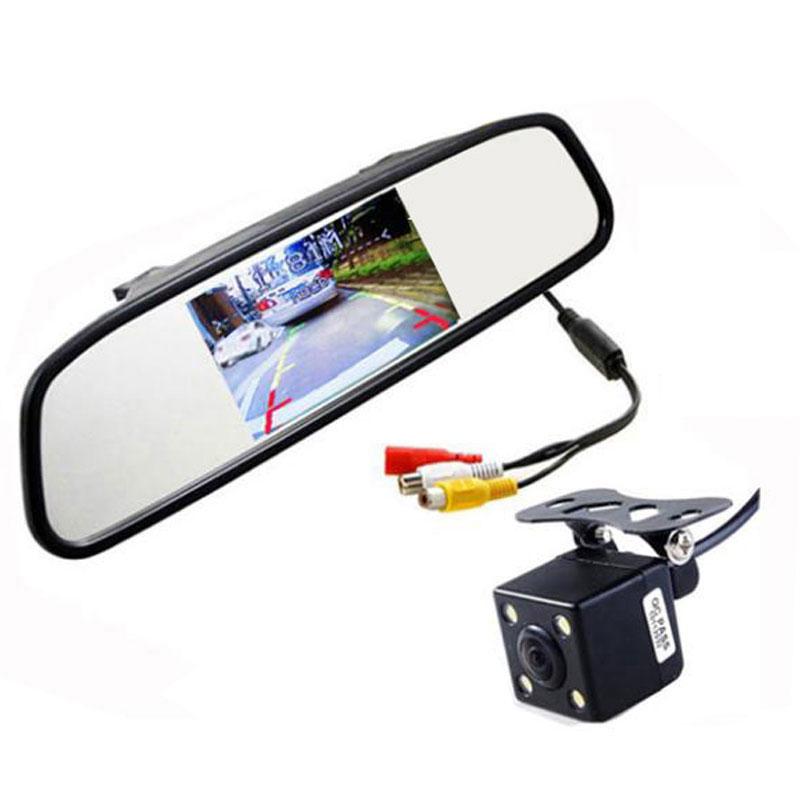 

ccd Video Auto Parking Monitor 4 LED night Reversing CCD Car Rear View Camera With 4.3 inch Car Rearview Mirror Monitor