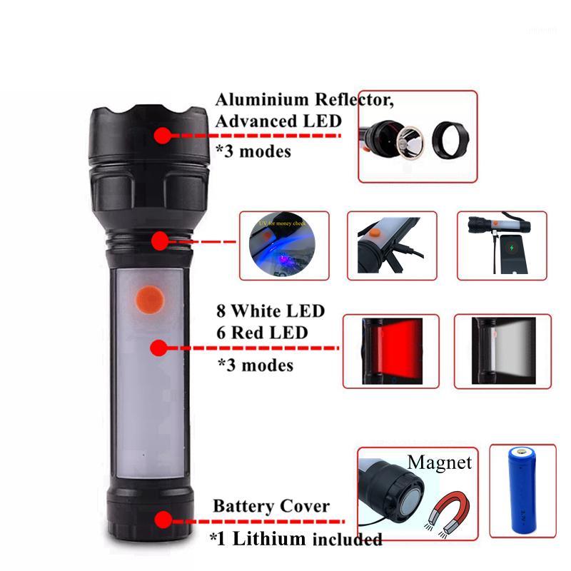 

Mingray USB Rechargeable 3W LED with magnet red emergency also Money detect light with POWERBANK camping lantern1