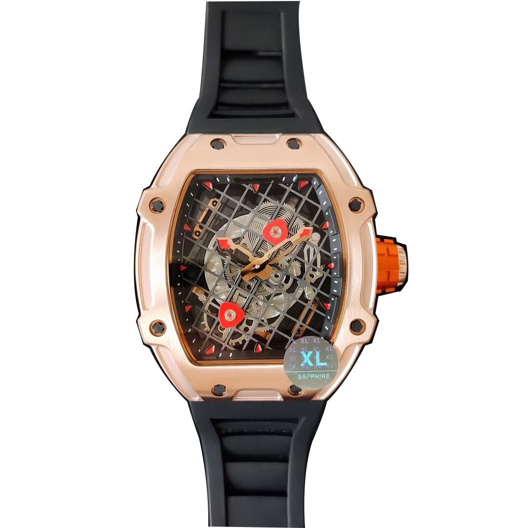 

Men's watch case automatic chain machine movement sapphire scratch resistant glass mirror natural tape 45mm, Customize