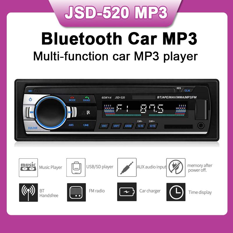 

FM/SD/USB/AUX Car Stereo Radio Multiple EQ MP3 Player JSD 520 1 DIN 12V Head Unit Bluetooth MP3/WMA/WAV player