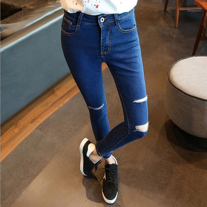

Women Jeans Plus Size Fashion 2021 Spring Summer Casual Skinny Denim Slim Hole High Waist Pencil Pants,LB1983 Women's, Black