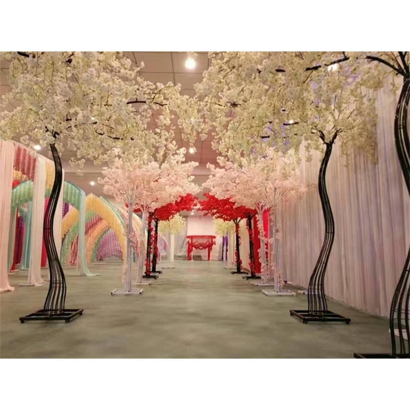 

2.6M height white Artificial Cherry Blossom Tree road lead Simulation Cherry Flower with Iron Arch Frame For Wedding party Props, Many color in stock