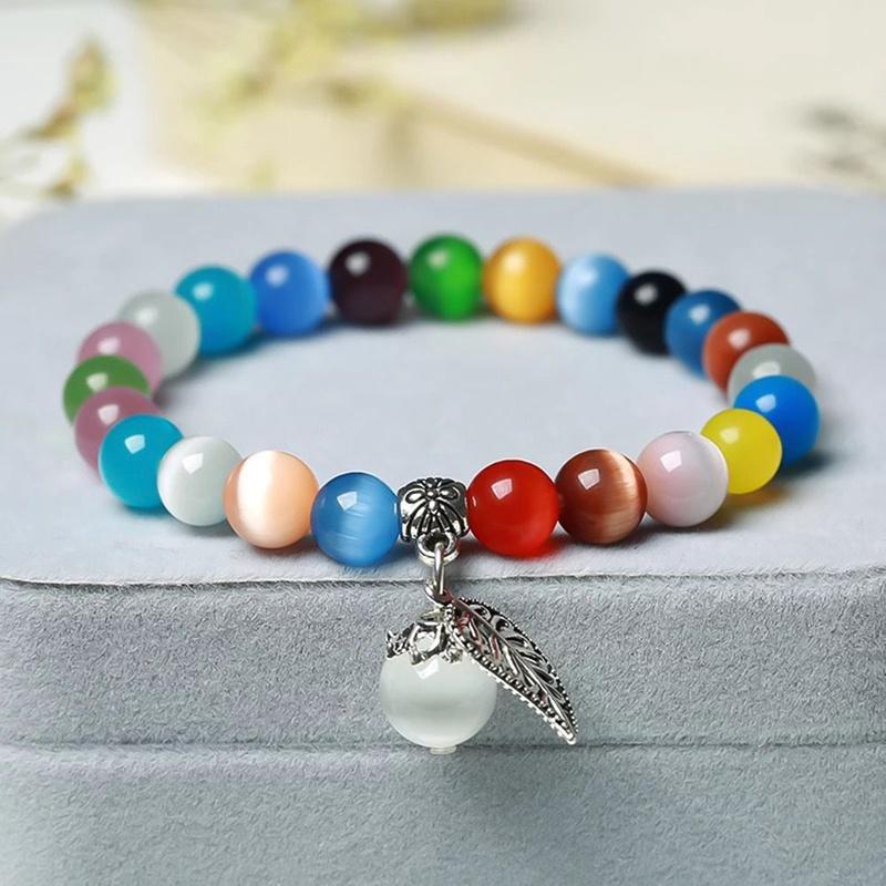 

Natural Beads Bracelets Crystal Fashion Women Bracelet Vintage Stainless Steel Braceletes For Women