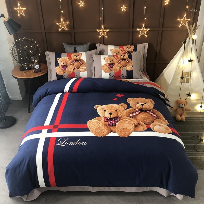 

Home textile new all cottongrinding MAO cartoon. cute little bear four-piece set. suit for Kids bedding set.bedding ste.1, Multi