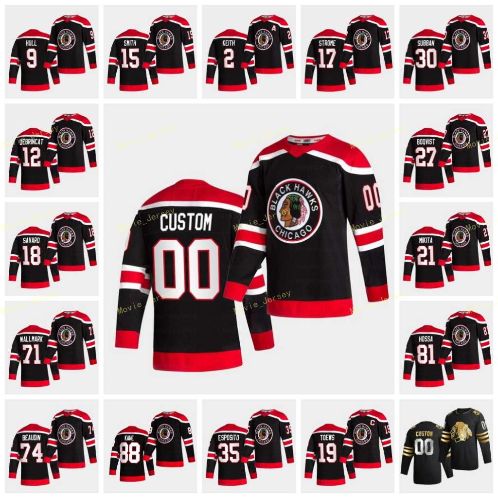 

88 Patrick Kane Chicago Blackhawks 2021 Reverse Retro Jersey Jonathan Toews Duncan Keith Connor Murphy Andrew Shaw Alex DeBrincat Janmark, Black;red
