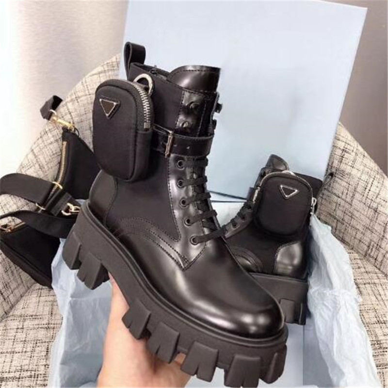 

Autumn Winter Motorcycle Ankle Wallet Combat Boots for Women Platform Artificial Leather Chunky Block Heel Shoes Ladies, Black