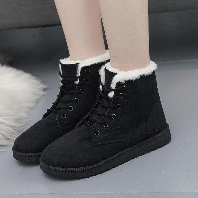 

Warm Plush Winter Ankle Snow Boots Women Lace-up Flat Heel Fashion Woman Lightweight Short Boots Botas De Mujer Botines, G2079 b